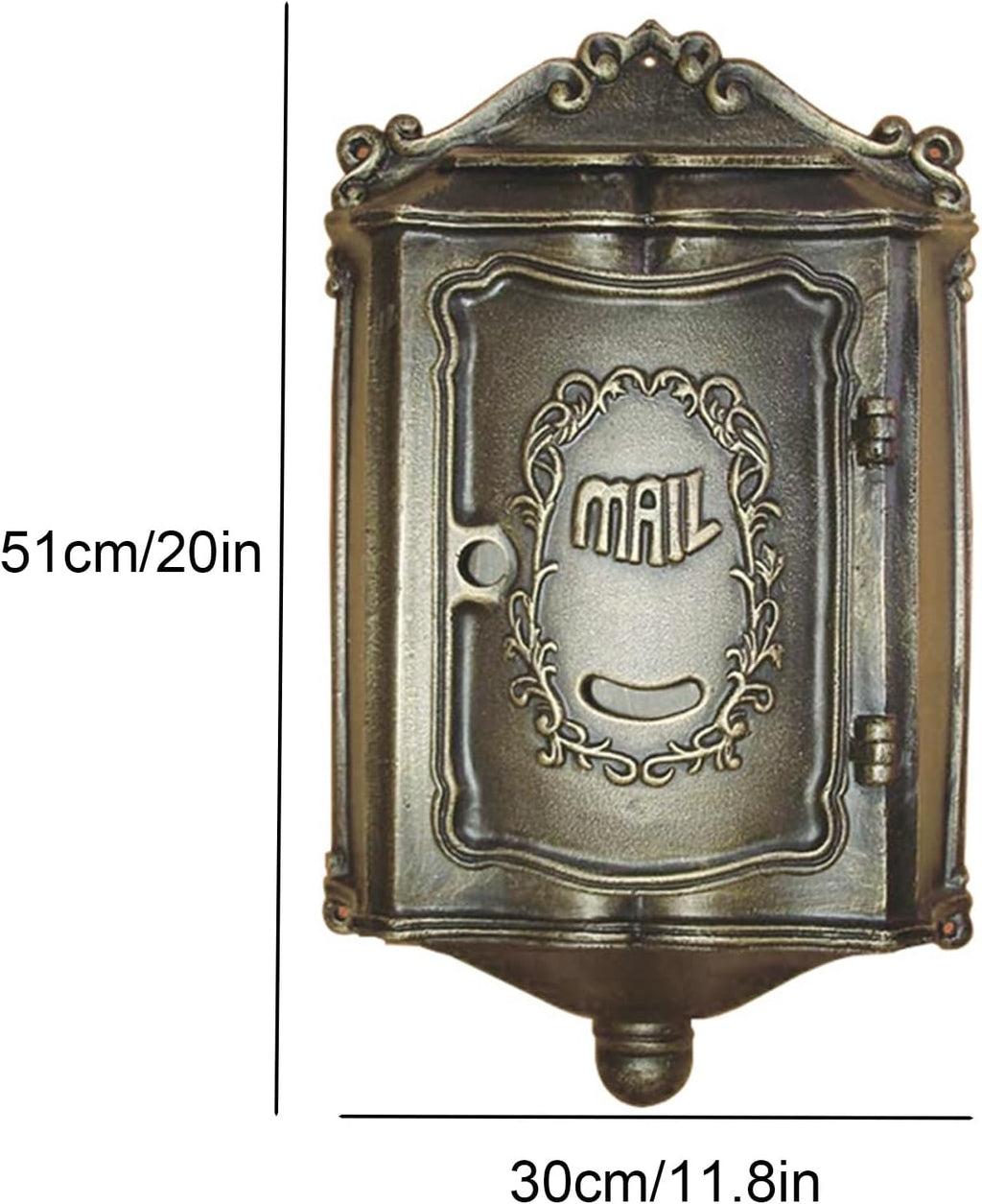 MELPHI Package Delivery Boxes for Outside, Vintage Mailbox, Metal Mailbox, Great for Small Packages Or Envelopes, Easy to Install, Mail Manager for Mail/Newspaper/Post/Letter/Magazine