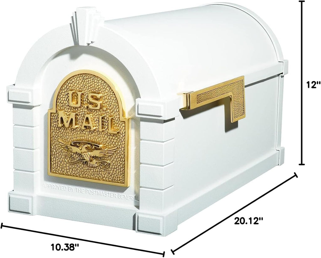 Gaines KS-1A - Eagle Keystone Series Mailboxes - White/Polished Brass