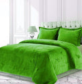 Velvet Comforter Set Oversized Queen 3 Piece (Comforter + 2 Pillowcases) Green 600 GSM