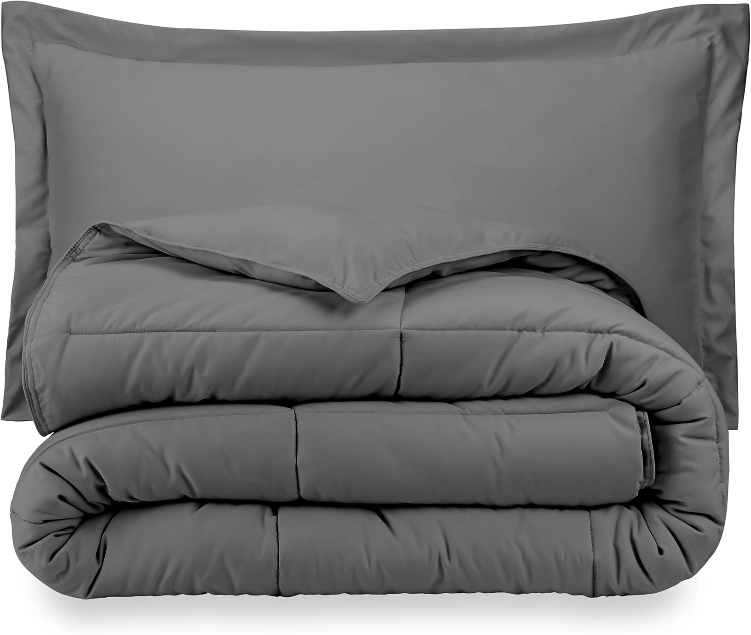 Oversized Queen All-Season Cooling Warmth Comforter Set – 3 Piece Bedding – 100% Egyptian Cotton, Long-Staple & Silky Soft – Luxury Hotel-Quality Duvet Insert – Machine Washable - Dark Gray