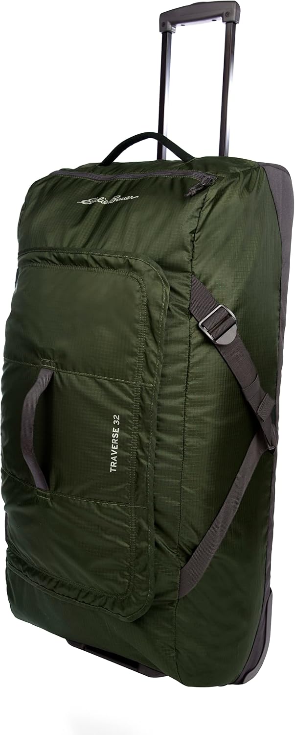 Eddie Bauer Traverse Luggage | Roller Wheels | Telescoping Handle | Travel | Vacation | Ripstop Nylon - Dark Loden, 31'