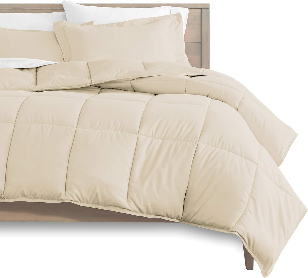 Oversized Queen All-Season Cooling Warmth Comforter Set – 3 Piece Bedding – 100% Egyptian Cotton, Long-Staple & Silky Soft – Luxury Hotel-Quality Duvet Insert – Machine Washable - Ivory