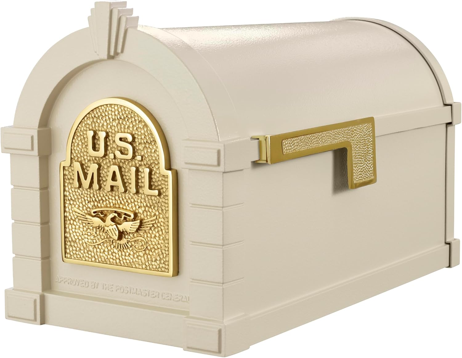 Gaines Keystone Series Mailbox - Almond with Polished Brass Eagle