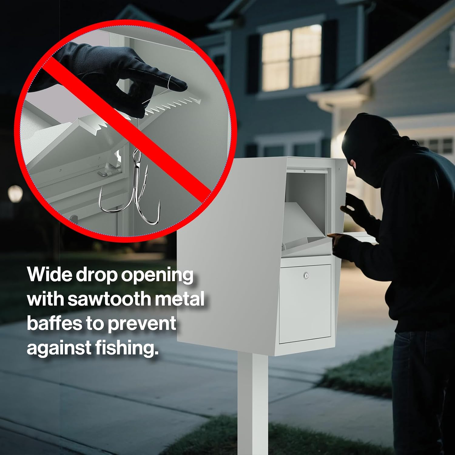 POCHAR Large Locking Mailbox for Outside - Secure Curbside Mailbox Post Mount with Base Plate - Weekend-Away Design Outdoor Commercial Mail Box for Business, Package Drop Box, White