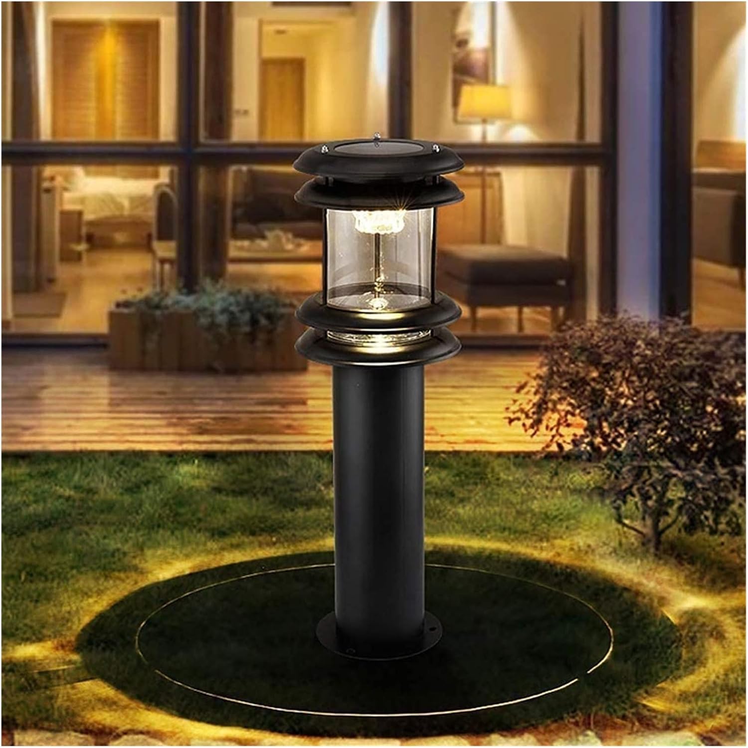 Courtyard Light Solar Outdoor Post Lights Led Pillar Lights Lamp Posts Outdoor Floor Lamps Lantern Wood Mailbox Posts for Outside Pillar Lights Outdoor Street Lamp Deco