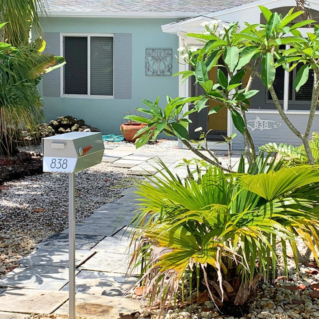 modbox USA Mid-Century Modern Curbside Mailbox | Solid Color (Silver (Annodized Aluminum Effect))