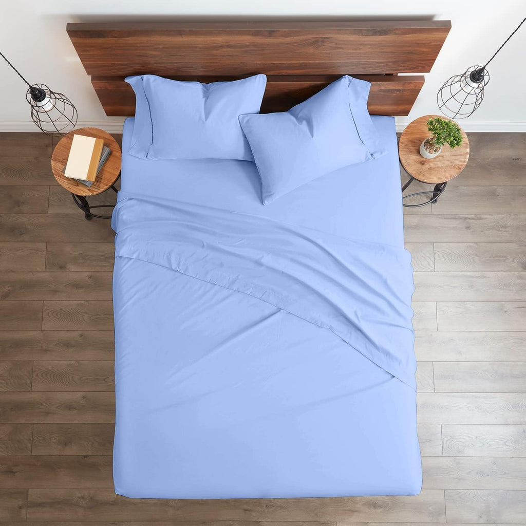 Breathable Luxury Bedding ! 800 Thread Count 100% Egyptian Cotton Queen Size 4 Piece Sheet Set Fit 15' Inch to 18' Inch Deep Pocket Light Blue Solid.