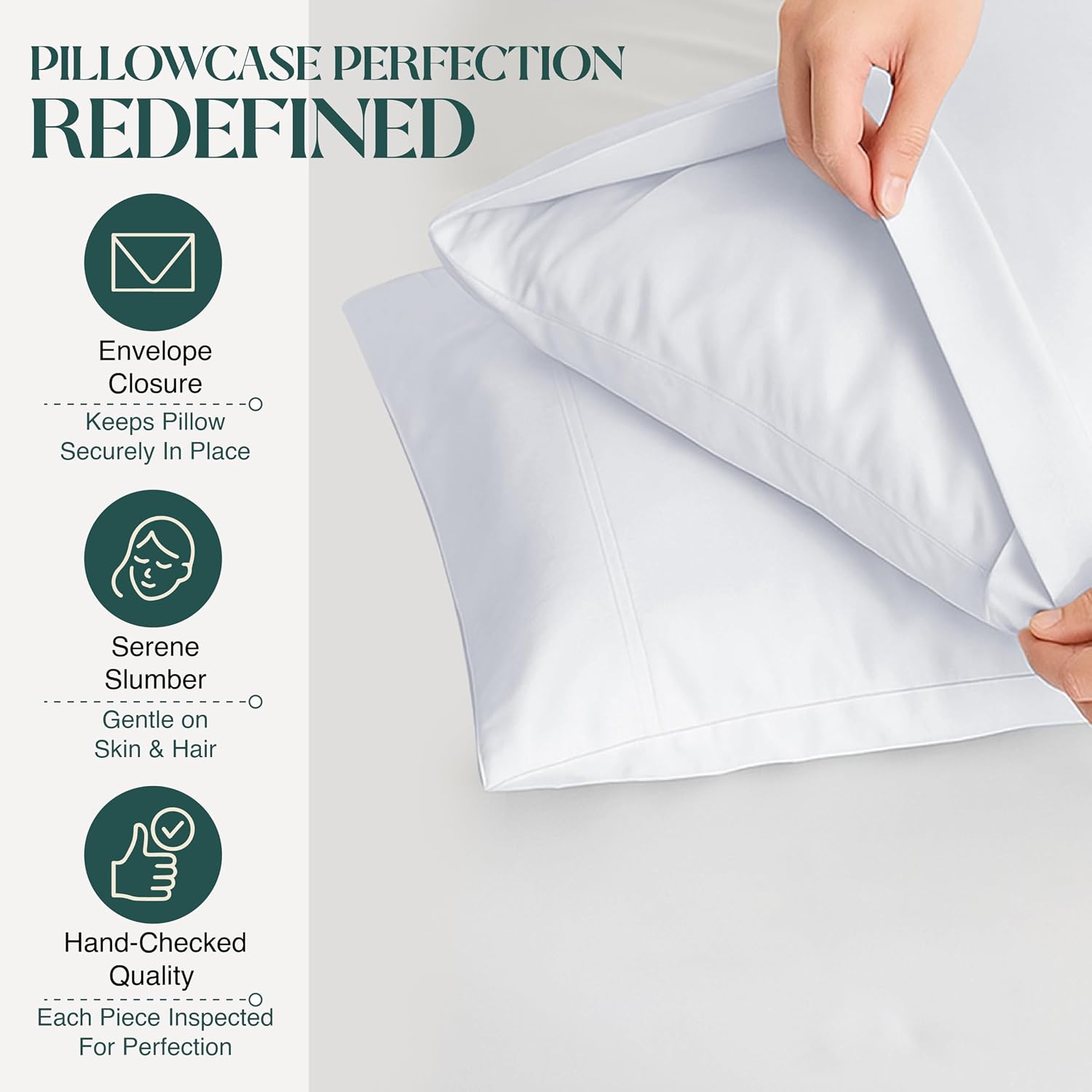100% Egyptian Cotton Sheet Set Queen Size 4 PCs Sateen Weave Cooling Soft Wrinkle Resistant 18 inches Deep Pocket | 1 Fitted Sheet, 1 Flat Sheet, 2 Pillowcases | White
