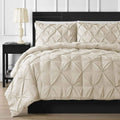 Crown Collection 1000-TC Ultra Soft Design 100% Egyptian Cotton Pinch Plated Duvet Cover with Zipper Colser & 2pcs Pillow Case Set (Oversized King Plus 128 X 120, Ivory)