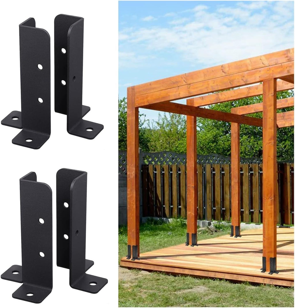 Adjustable 4x4 Concrete Post Anchor for Flexible Fence Holder - Metal Base Installat Kit, Fits 1.5' 2' 2.4' 4' Wooden Mailbox & Railing Posts