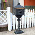 Mail Boxes for House Outside, Mailboxes for Outside with Post, Mailbox with Post, Metal Mailbox, Mailbox Cast Aluminum, Black Mail Box Postal Box, with 2 Keys(Black)