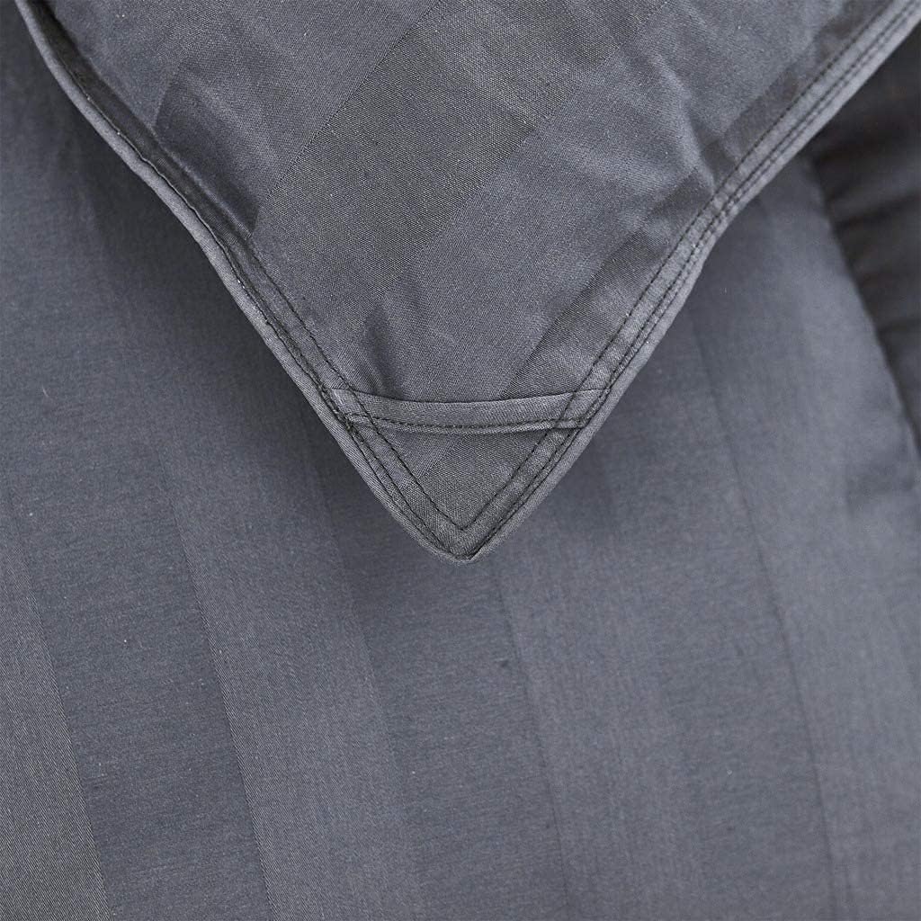 Luxurious Goose Down Comforter Duvet Insert, California King Gray Stripe Design, 1200 Thread Count 100% Egyptian Cotton, 750+ Fill Power, 65 oz Fill Weight
