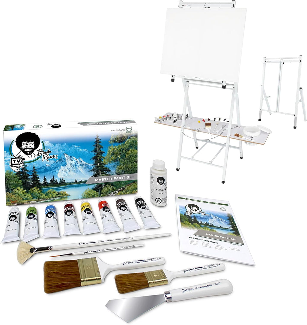 Bob Ross Master Artist Oil Paint Set & 2-in-1 Studio Easel Combined Set