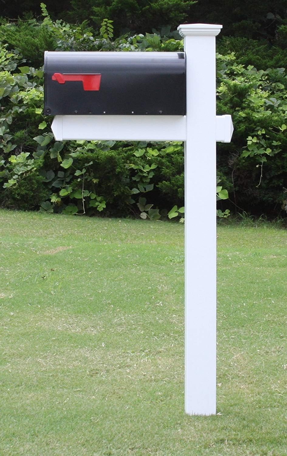 The Fillmore Vinyl/PVC Mailbox Post (Includes Mailbox) Complete Decorative Curbside Mailbox System with Classic Traditional Style (Black Mailbox)