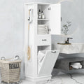 Tall Bathroom Storage Cabinet with Tilt-Out Compartment, Space Saving Bathroom Accent Storage Cabinet with Adjustable Shelves, Modern Freestanding for Home Kitchen, Living room (White Style5)