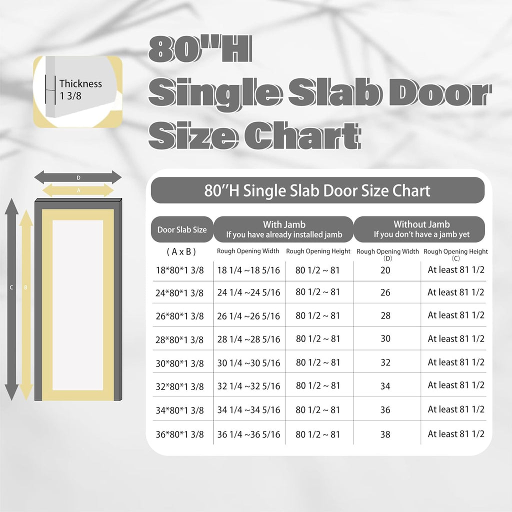 18 x 80 Interior Door Slab, Glass Door, Pantry Doors with Frosted Glass, Solid Core Prebuilt Panel, Paintable Bedroom Doors, Privacy Protected