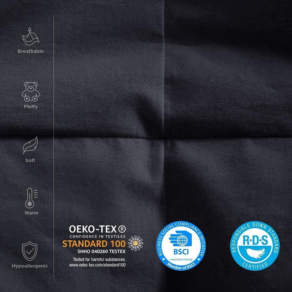 Luxurious Full/Queen Goose Down Comforter, Unique Black Solid, 600 Thread Count, 100% Egyptian Cotton Cover, 70 Oz Fill Weight, 750 Fill Power