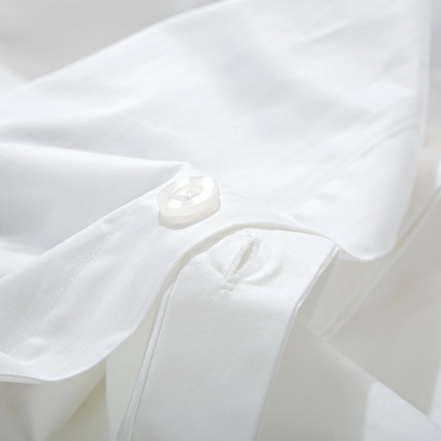 Casabolaj Shading 3 Pieces Do Not Include Filling Duvet Cover Set 100% Egyptian Cotton Sateen Luxury 400TC Frame Patchwork Button Closure and Corner Ties White/Blue/Sapphire (Queen)
