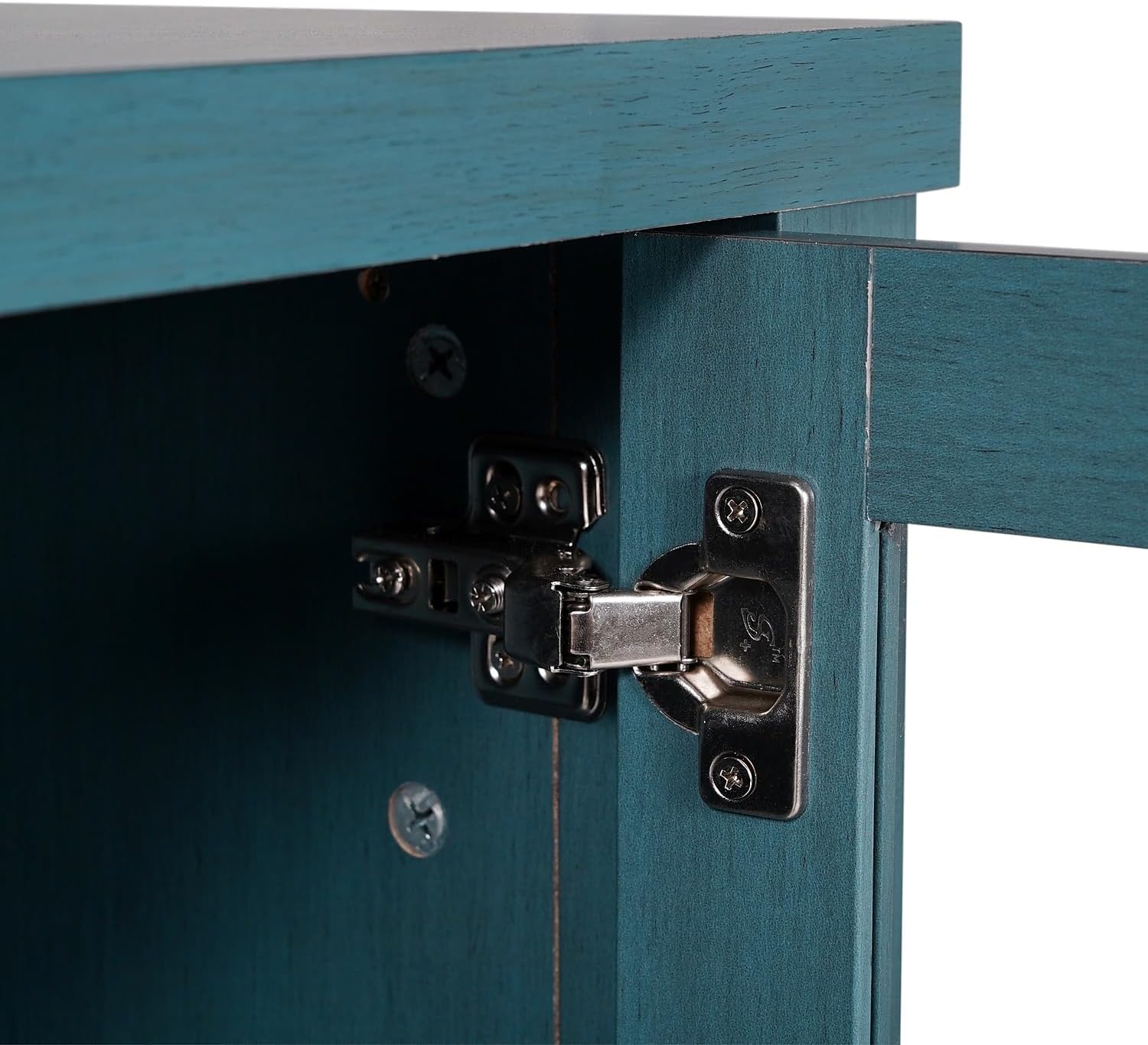 Flash Furniture Dion Modern Buffet Sideboard Storage Cabinet, Engineered Wood Construction, 2 Tempered Glass Soft Close Doors, 2 Drawers, Open Shelf, 59', Teal
