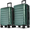 KYME Luggage Sets 2 Piece Suitcase Set Hardshell 20 inch/24 inch Luggage with Spinner Wheels Hardside PC+ABS Checked Large Suitcase with TSA Lock for Women Men Green