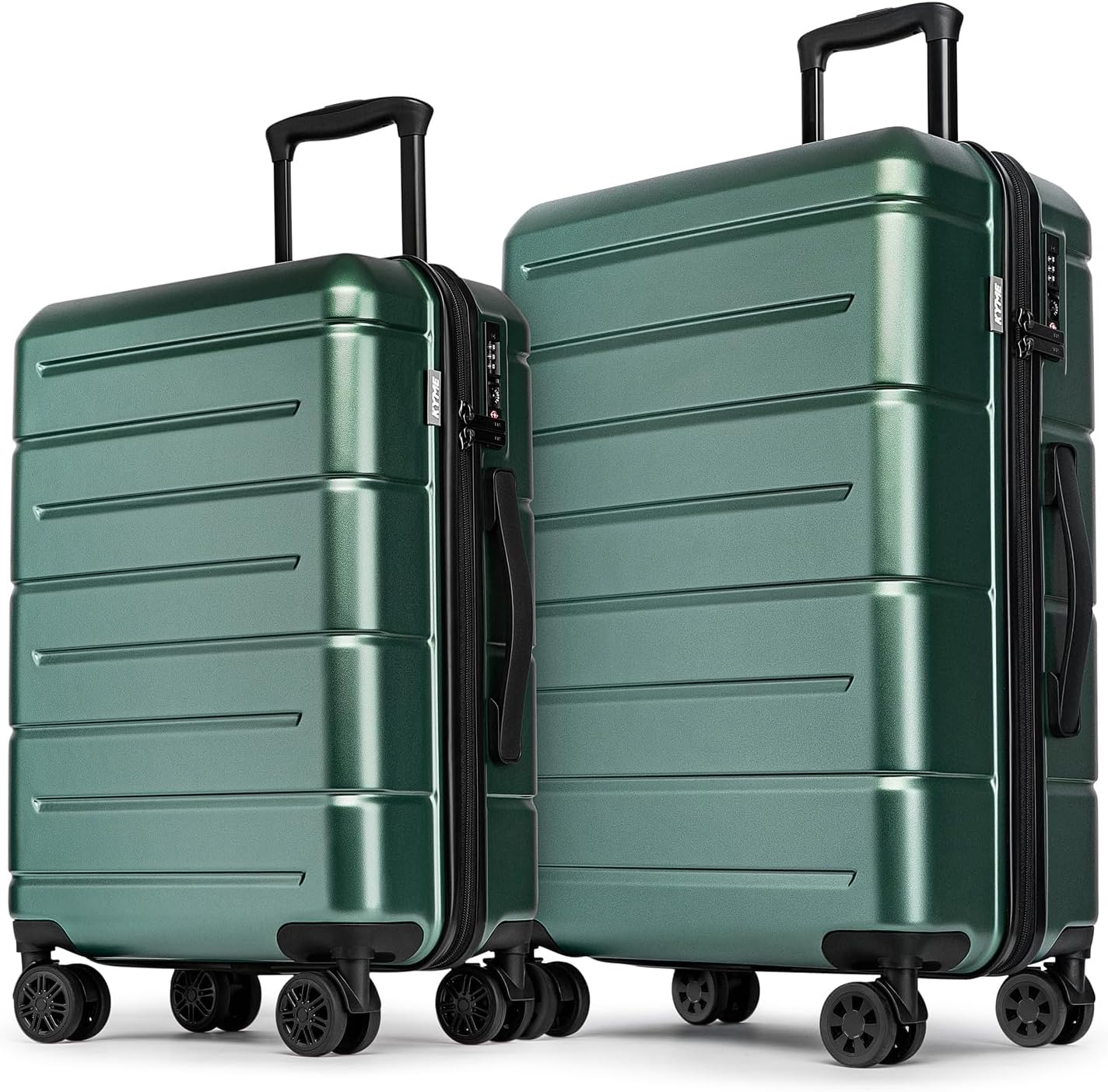 KYME Luggage Sets 2 Piece Suitcase Set Hardshell 20 inch/24 inch Luggage with Spinner Wheels Hardside PC+ABS Checked Large Suitcase with TSA Lock for Women Men Green