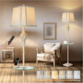 LuxSight Collection Rustic Floor Lamp, Living Room Lamps with Glass Tray, stepless diming Floor Lamp with Remote Control and USB A&C Charging Ports for Living Room Bedroom Office Smart Bulbs Included