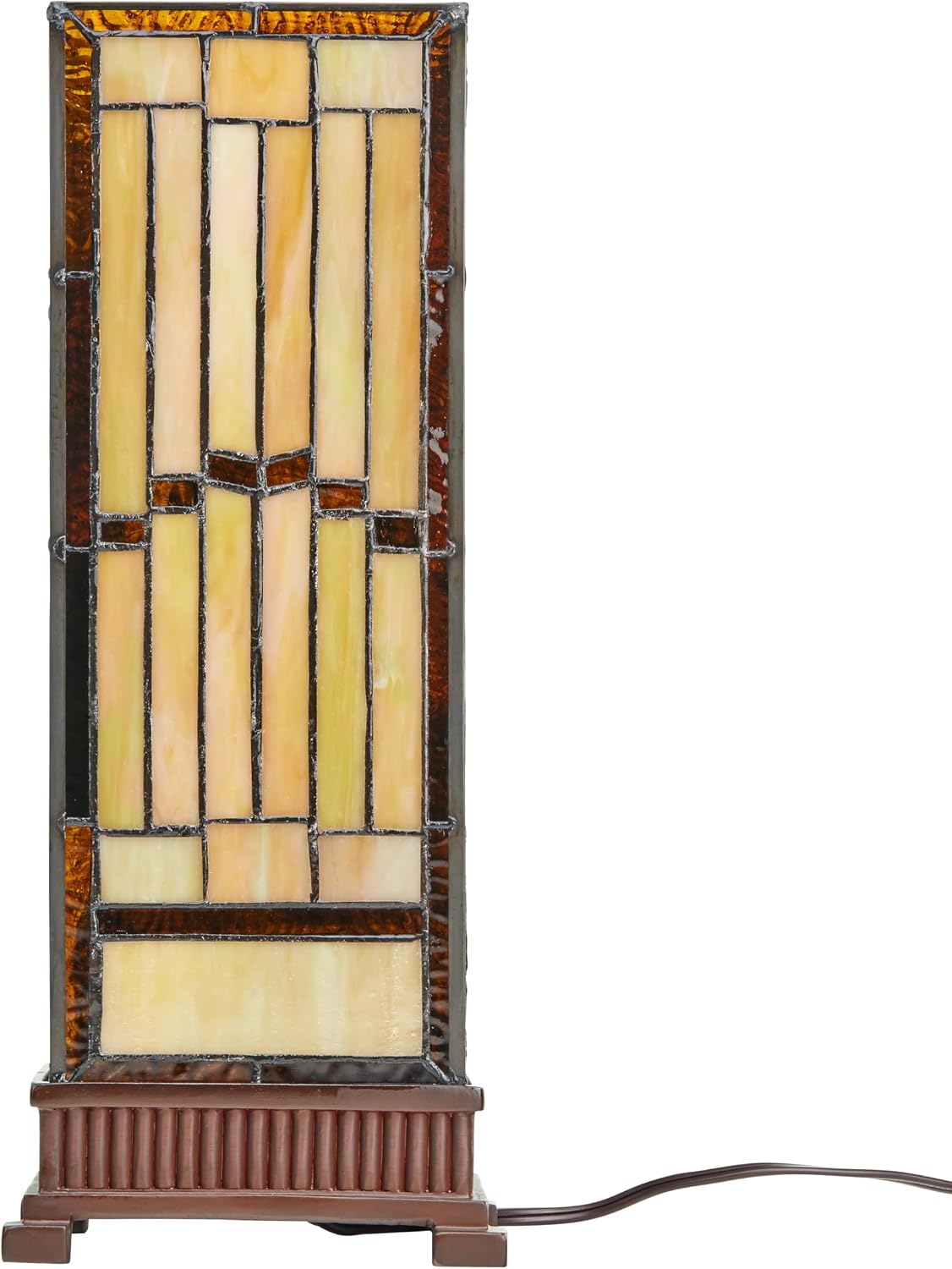 RIVER OF GOODS Rustic Stained Glass Table Lamp - 17.25' H - Vintage Table Lamp for Bedroom - Bedside Night Light Hurricane Lamp - Desk Lamps for Home Office - Tiffany Style