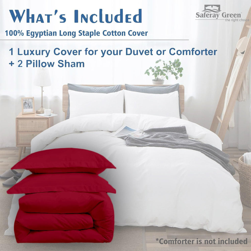 Burgundy Duvet Cover Set Oversized Queen Size 1 Duvet Cover with 2 Pillow Shams 3-Pc Comforter Cover with Zipper Closure & Corner Tie 100% Egyptian Cotton Cover (98x98 Inch, Burgundy)