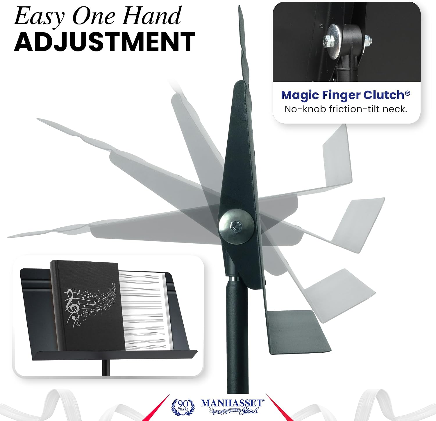 Manhasset Music Stand For Sheet Music - Bulk Pack of 6 Stands - 48 Symphony Model - Long Lasting, Durable Manhasset Stand - Adjustable Height - 20' by 12' - Made in the USA