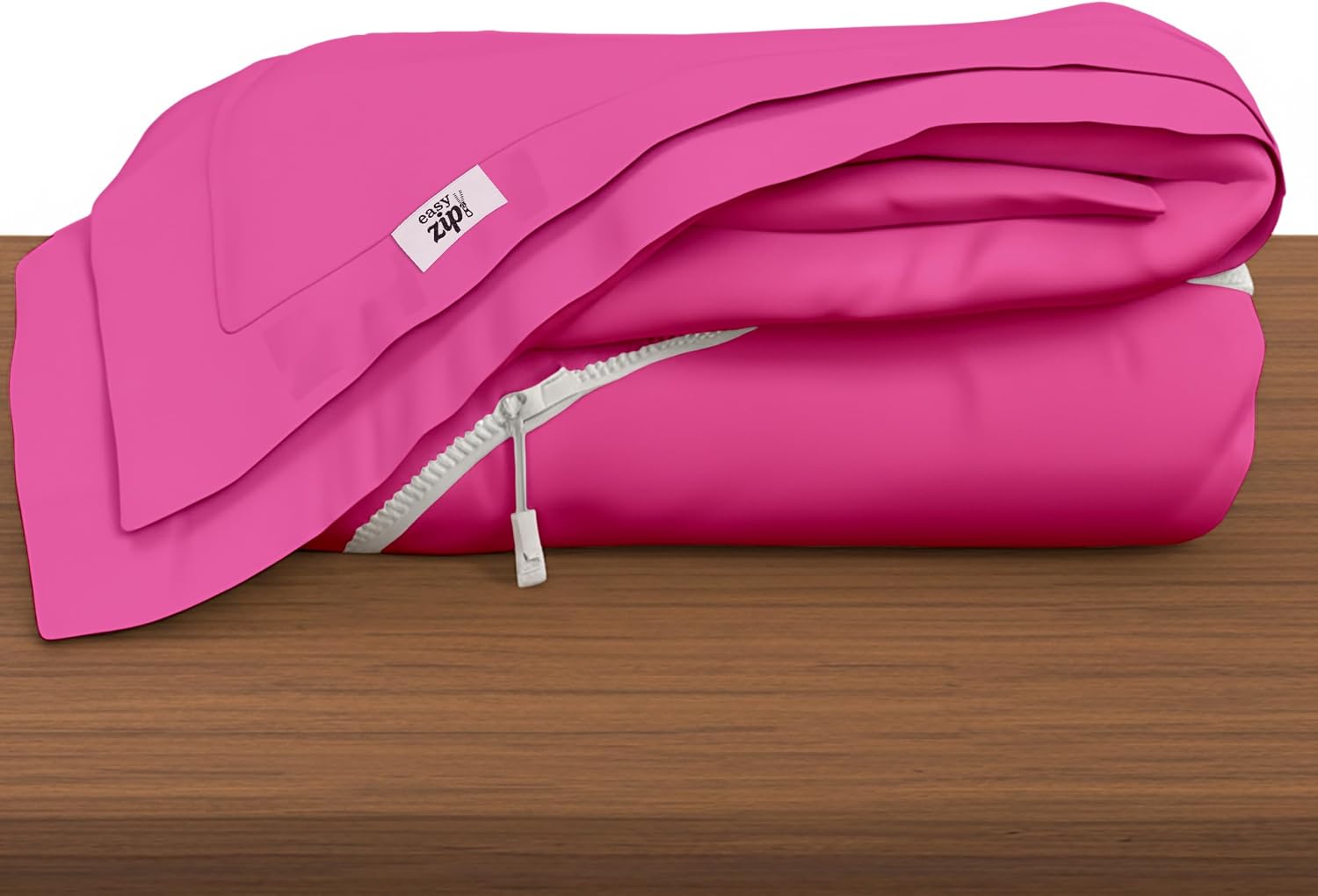 COTTON STICH 600 TC Zipper Fitted Sheet, 100% Egyptian Cotton, 18' Deep Pocket, Easy Zip Change, All-Around Secure Fit - Queen Size Bed - Hot Pink