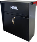 Rainproof Wall Mount Mailbox with Outgoing Mail Flag, Locking Security Galvanized Steel Drop Box for Residential & Commercial Use, Heavy Duty Payment Collection Box, Black