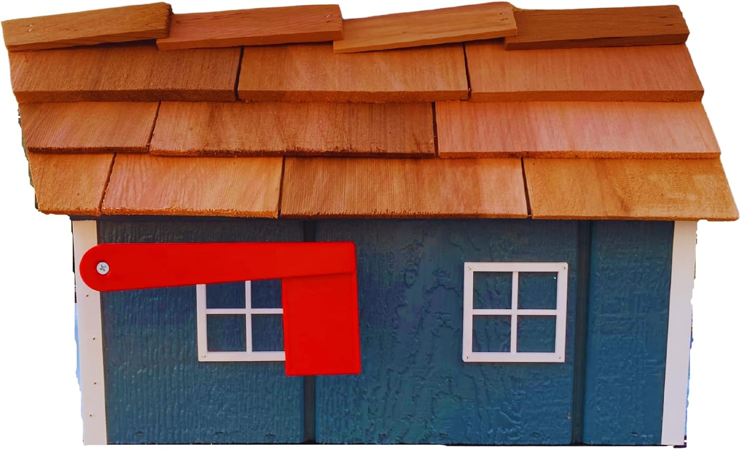 Boxwood and Mum Handmade Wooden Farmhouse Mailbox for Outside, Use as Wall Mount Mailbox or Traditional Post Box, Decorative Large Mailbox Amish Made in USA (Red)