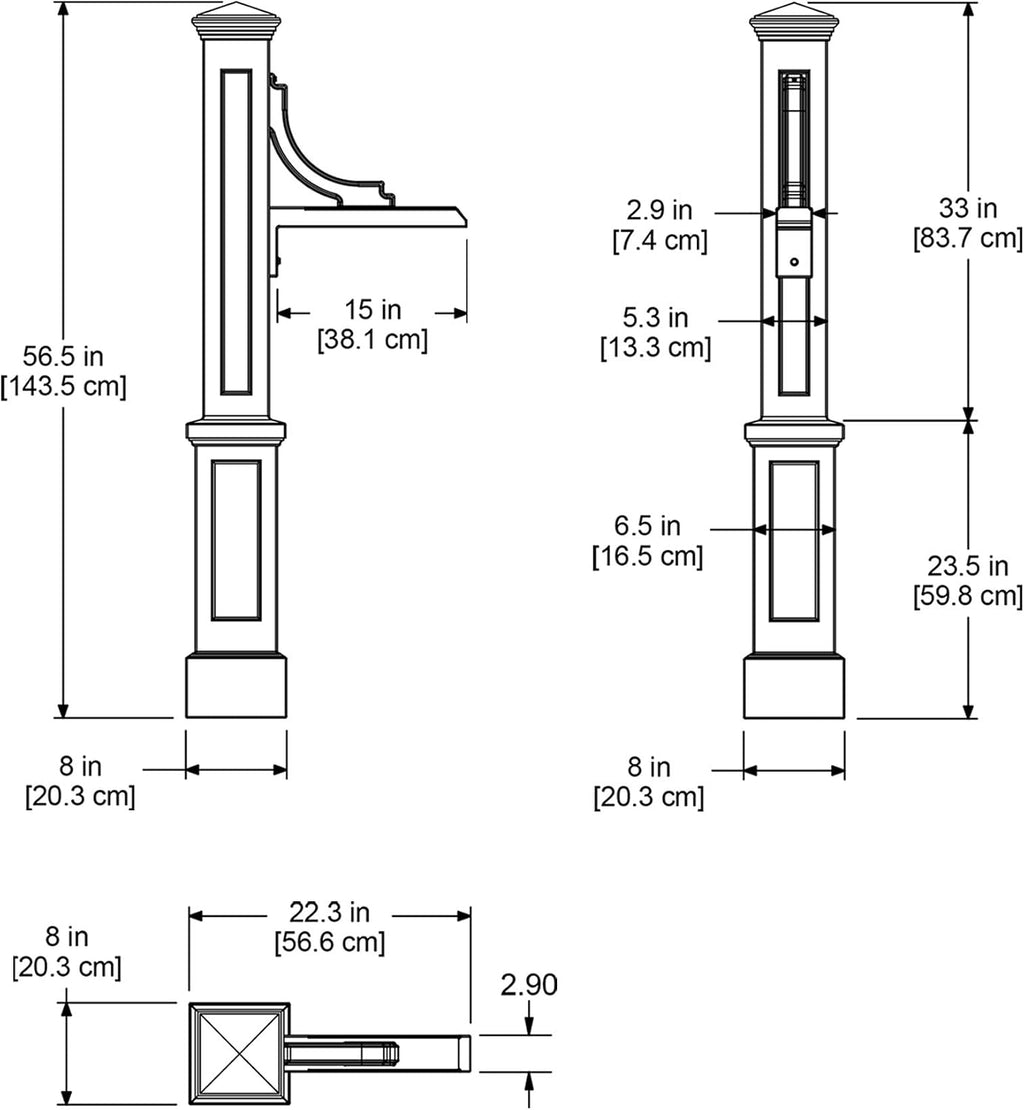 Mayne Woodhaven Address Sign Post - White - Includes Post & Address Arm - Polyethylene - Fits plaques up to 15in W (5812-W)