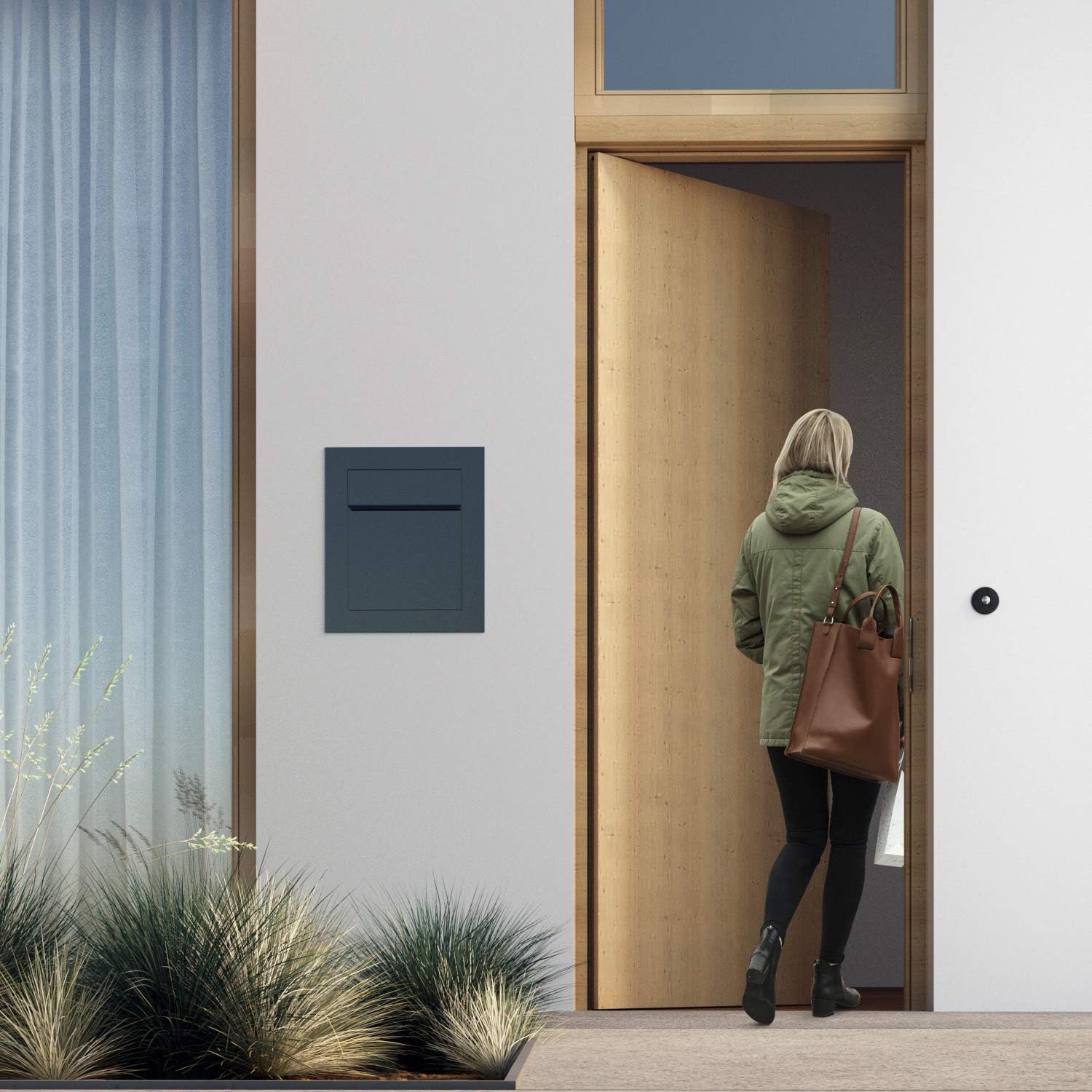 BARI by Bravios - Modern Built-in Black Mailbox