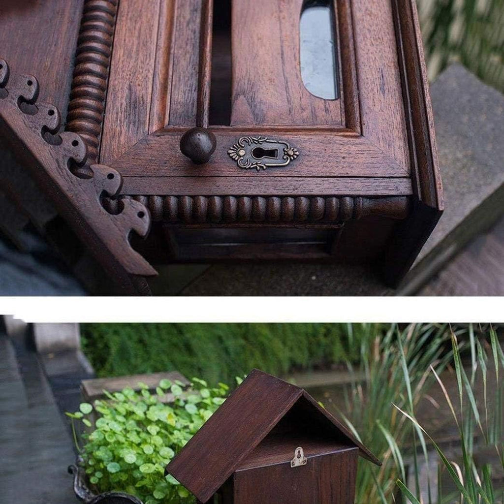 Lockable Wall Mounted Letter Boxes Wooden Mailbox Post Box Wall Hanging Newspaper Storage Shabby Chic Outdoor Decor