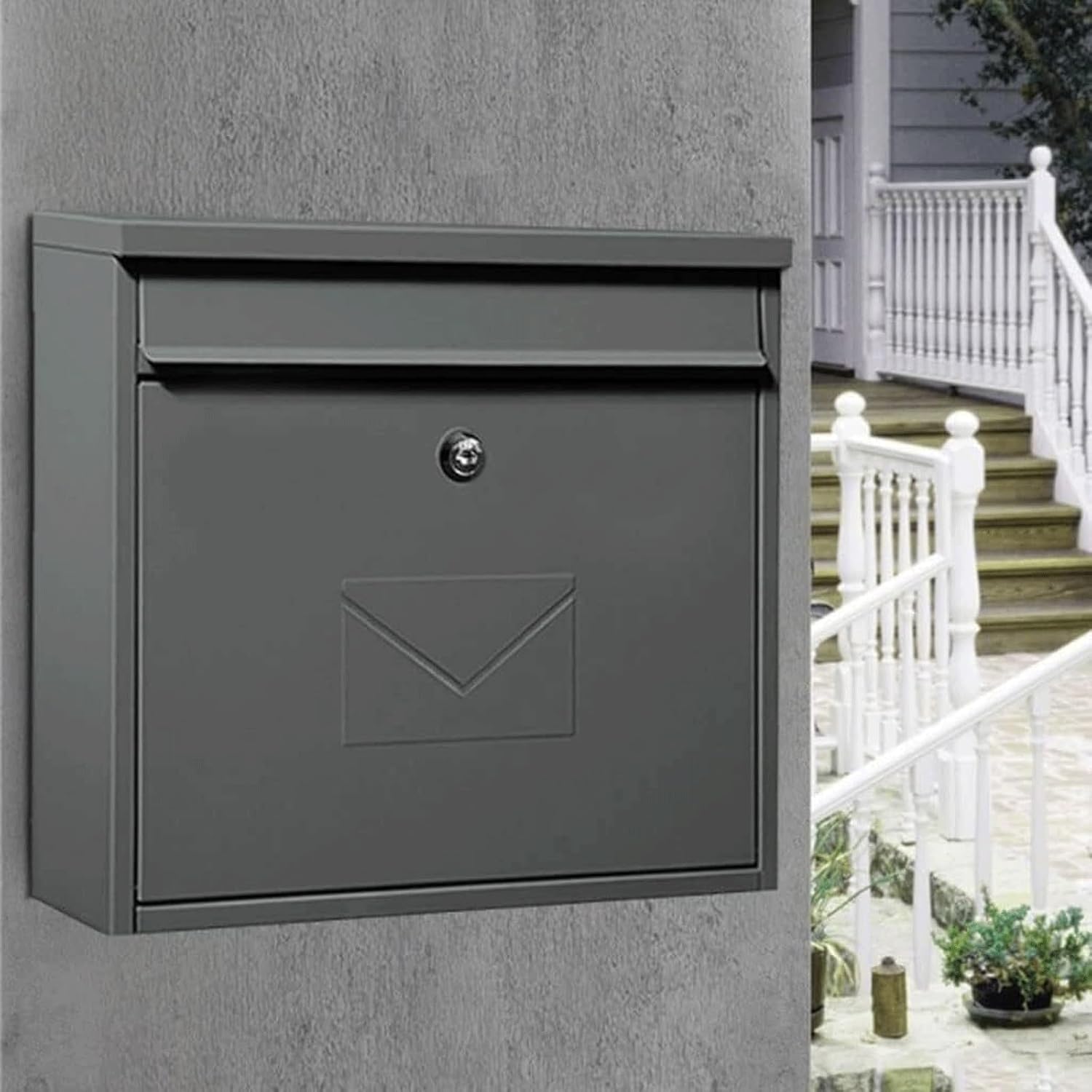 Wall Mounted Mailbox with Lock Metal Mailboxes for Outside Secure and Reliable Post Box Simple Letter Box Home Suggestion Box