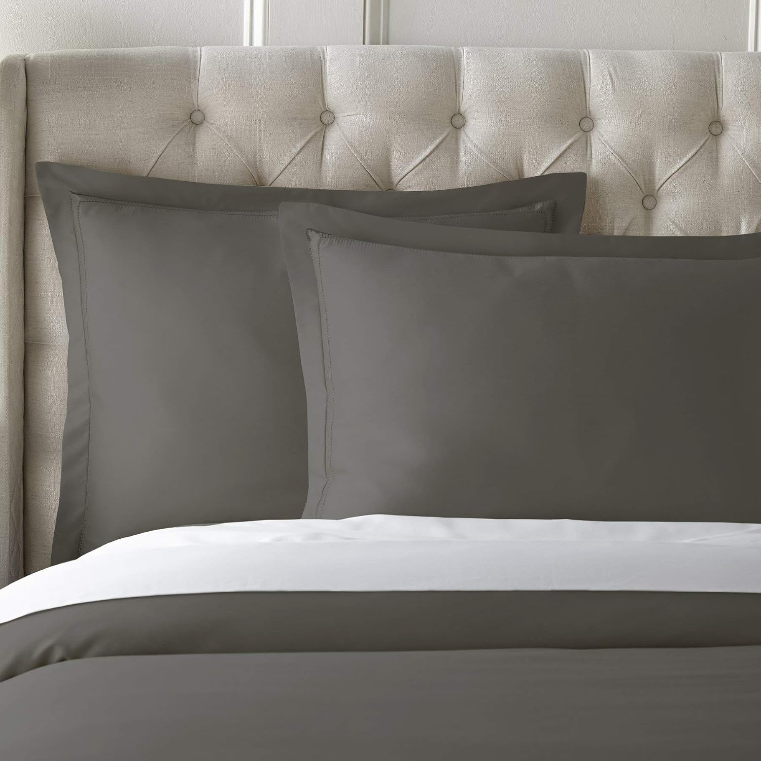 Pure Parima Yalda Duvet Cover Set – 100% Certified Egyptian Cotton, Double-Hem Stitch, King, Charcoal