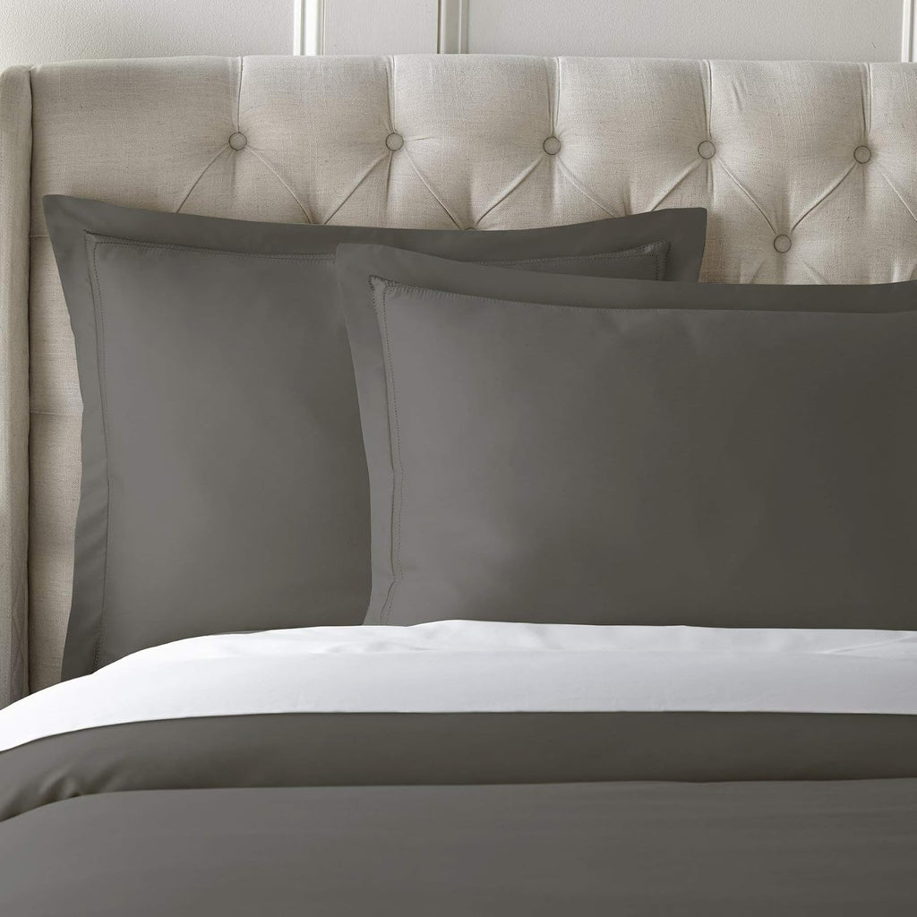 Pure Parima Yalda Duvet Cover Set – 100% Certified Egyptian Cotton, Double-Hem Stitch, Queen, Charcoal