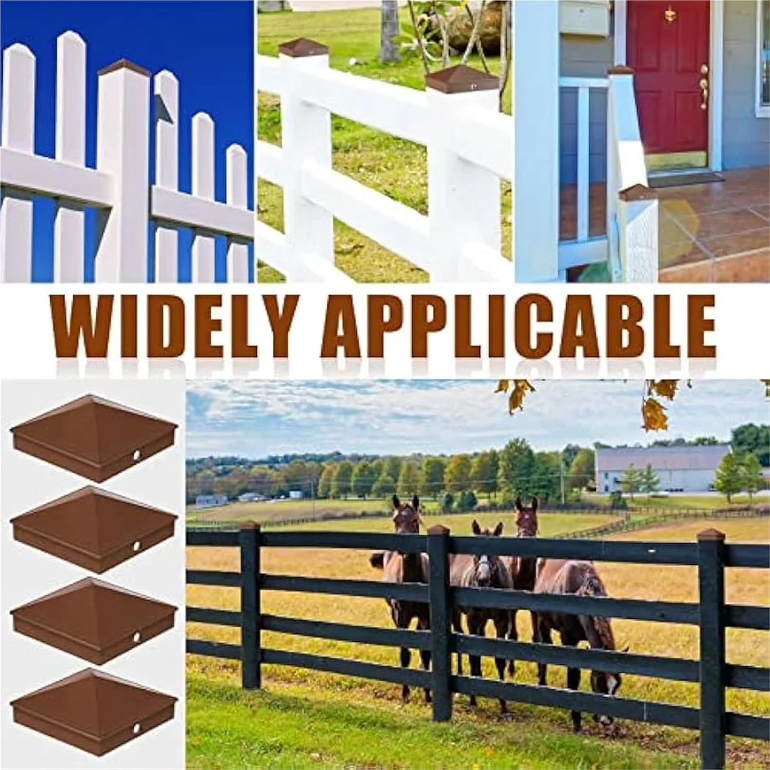 Fence Post Caps 16 Pcs Brown Fence Aluminum Post Caps Metal Fence Caps Cover for Fences Wood