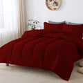 5 PC Straight Line Pattern Comforter Set Premium Super Soft 600 GSM All Season | 1000 Thread Count | 100% Egyptian Cotton ( Full/Queen Size, Burgundy Color)