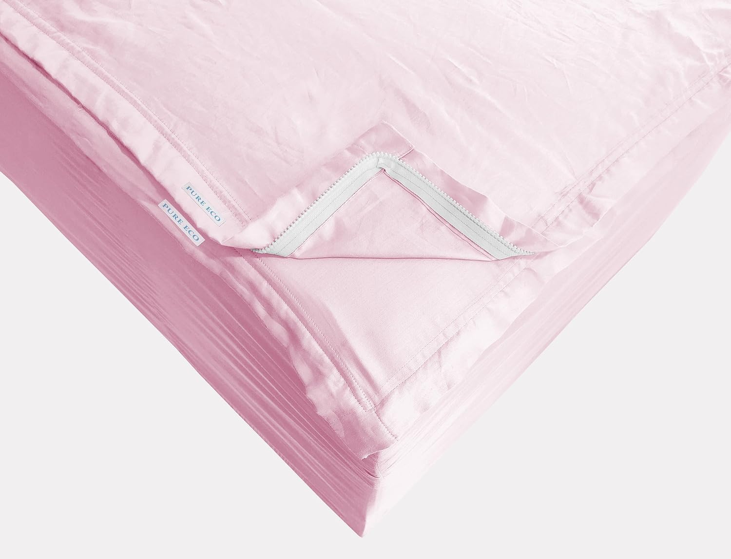 Zipper Fitted Sheet - Includes 1 Fitted Sheet Base & 2 Zip-On Sheets - Upto 16' in. Deep Pockets Queen Size Zipper Fitted Sheet - Easy to Change, Sateen Cotton 600 TC Fitted Sheet - Baby Pink