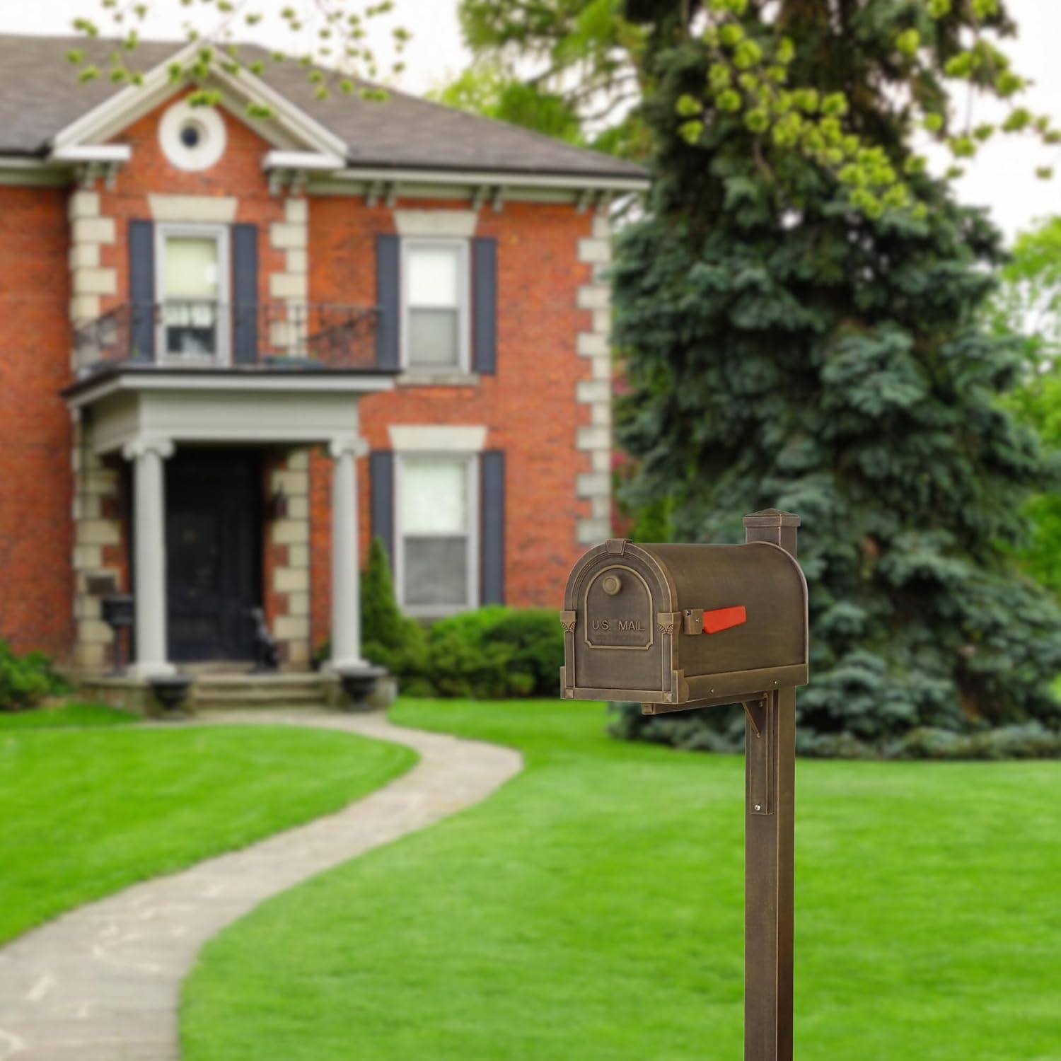 Special Lite Savannah Curbside Mailbox with Wellington Post - Copper Aluminum Mailbox with Post - SCS1014_SPK720-CP