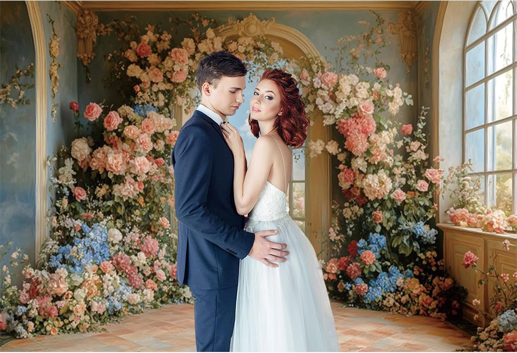 20x10ft Flower Wall Backdrop Photography European Style Oil Painting Floral Wedding Background Women Girls Lady Birthday Party Decorations Wedding Bridal Shower Banner Supplies Props Video
