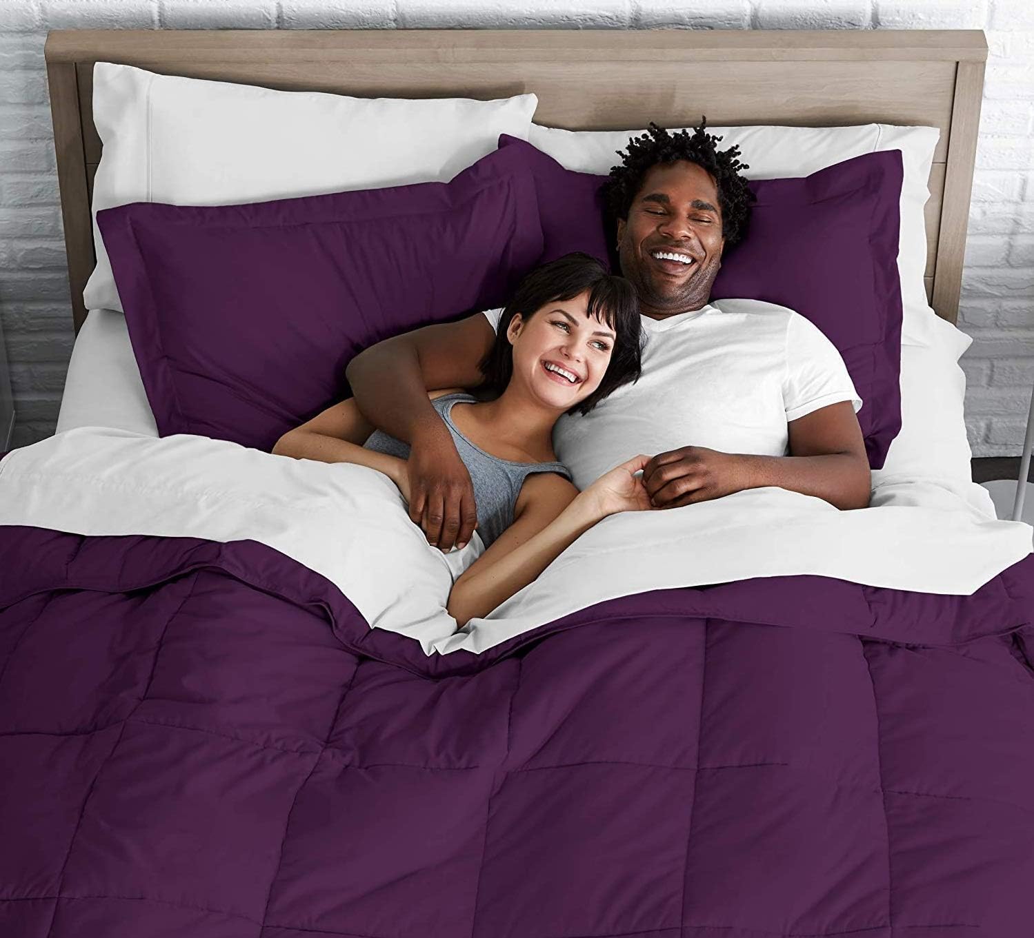 Queen Comforter Set Egyptian Cotton 1000 Series Egg Plant 400 GSM Queen Size Comforter Set (Comforter + 2 Pillowcases) Comforter for Queen Size Bed
