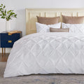 SLEEP-NEST Oversized King Duvet Cover Set 120x120 Inch - 100% Cotton Sateen, Pinch Pleated 3 Piece Bedding Set with Zipper Closure - Ultra Soft, Breathable & All Season White Cover