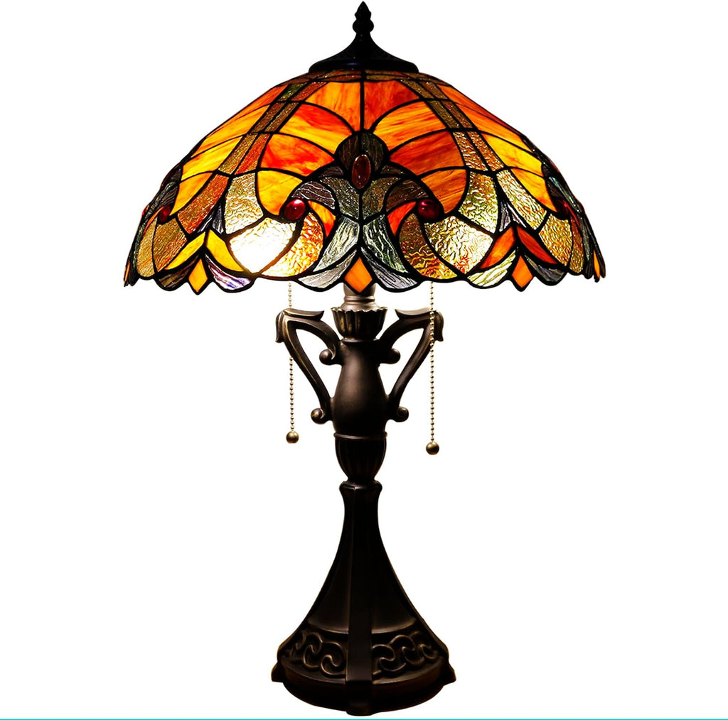 Large Tiffany Lamp Shade Replacement Only 16Inch Stained Glass Lampshade Fit For Table Lamps FLoor Lamp Ceiling Fixture Pendant Hanging Light Home Office Decoration (Red)