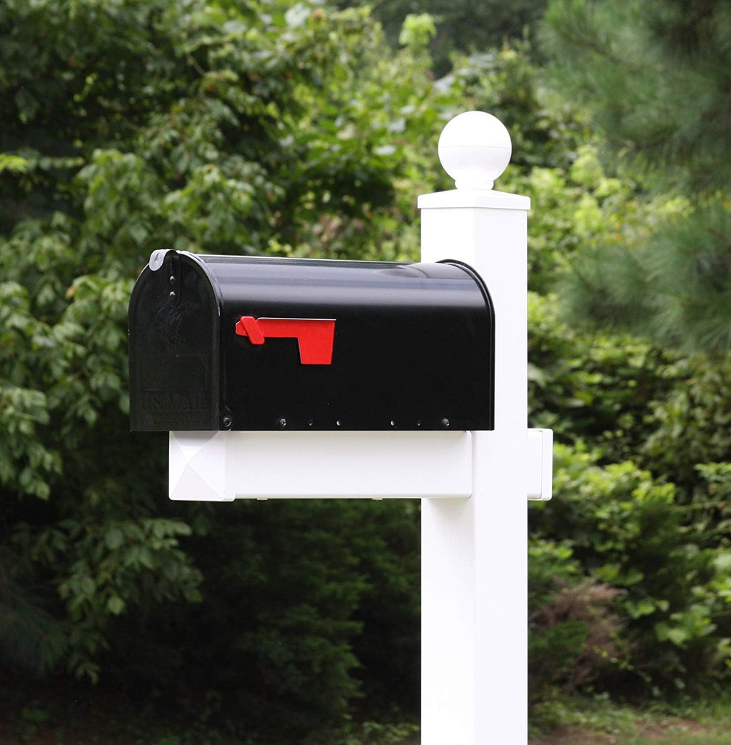 4Ever Products The Washington Vinyl/PVC Mailbox Post (Includes Mailbox) Complete Decorative Curbside Mailbox System with Classic Traditional Style (Black Mailbox)