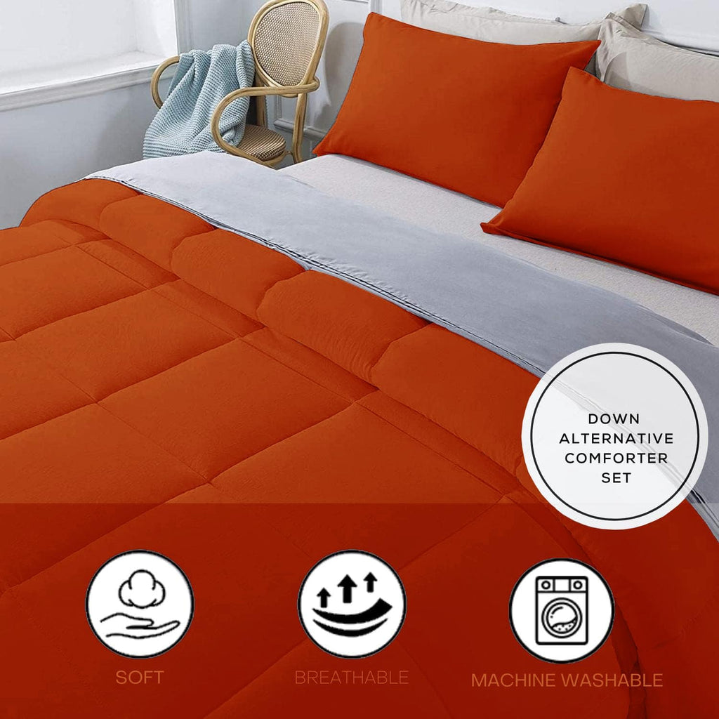3 Piece 100% Egyptian Cotton 800 Thread Count Comforter Set Full/Queen Size (90' x 90') Inch 400 GSM Luxurious Hotel Collection Ultra-Soft Comforter Set- Burnt Orange Solid