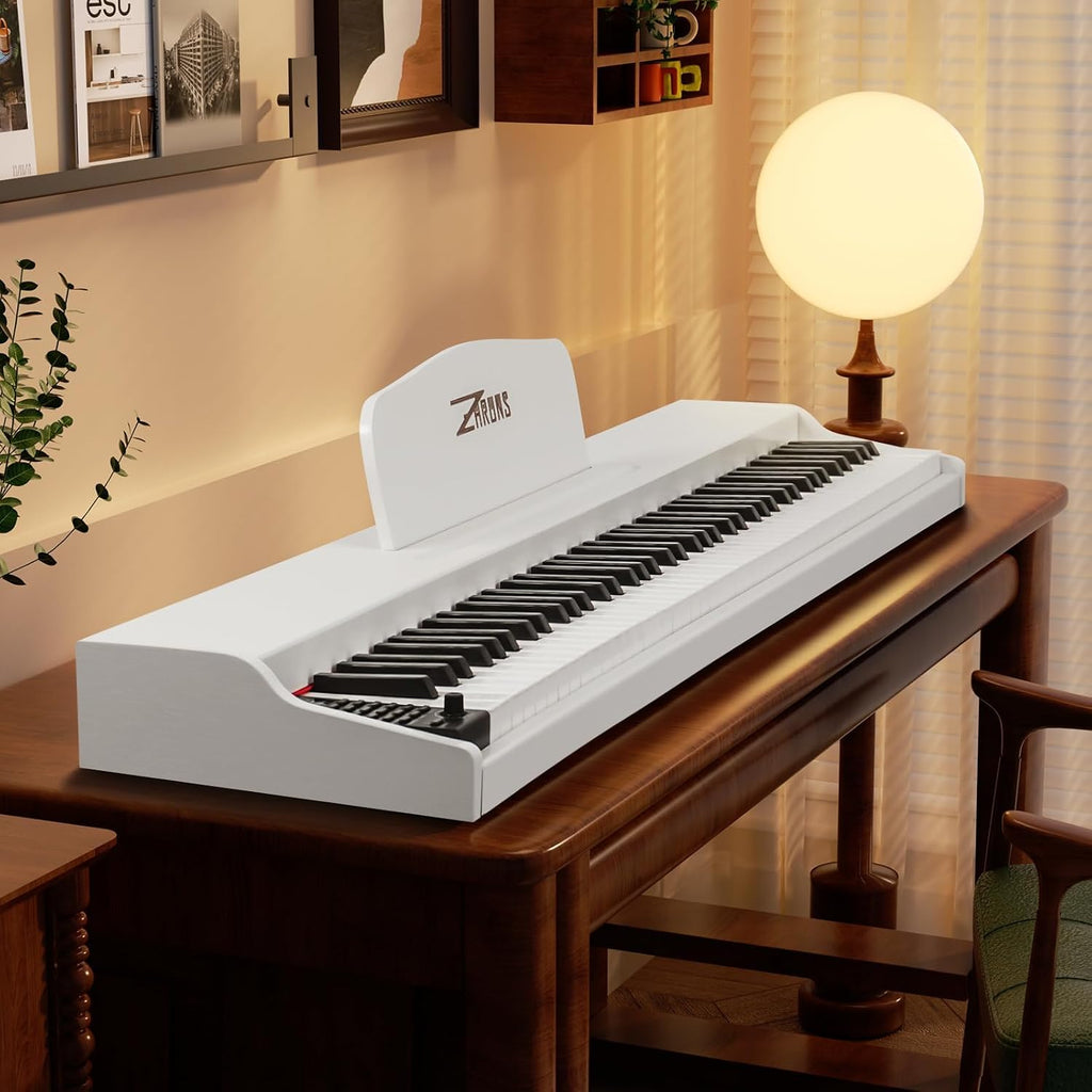 Digital Piano 88 Key Weighted, Full Size Electric Keyboard Piano for Beginners, Portable Piano Keyboard with Sheet Music Stand, Sustain Pedal, Power Adapter, White (Keyboard Only)