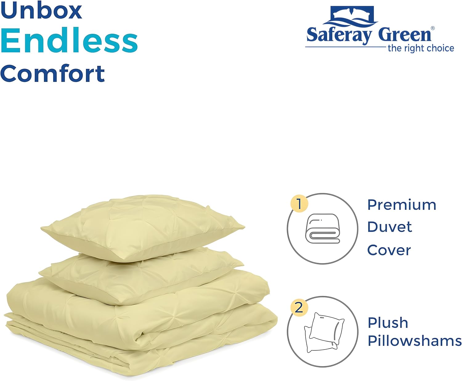 Pinch Duvet Cover Set Oversized Queen Size 1 Duvet Cover with 2 Pillow Shams 3-Pc Comforter Cover with Zipper Closure & Corner Tie 100% Egyptian Cotton Cover (98x98 Inch, Ivory)